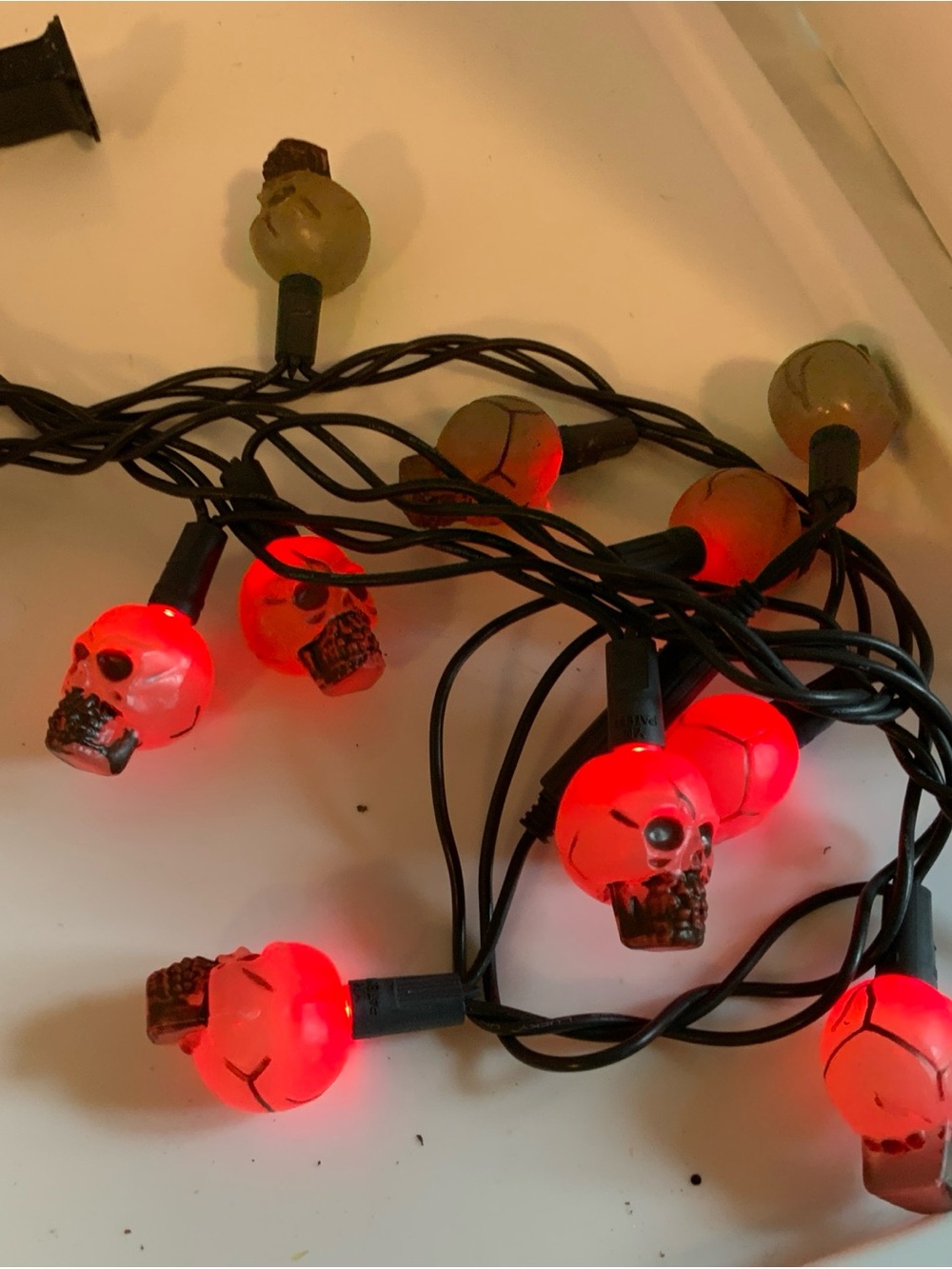 Red Skull LED String Lights - Halloween Decorative Accent